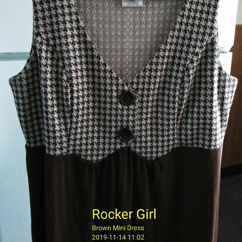 Rocker Girl Brown Mini Baby Doll Dress